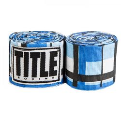 Боксерські бинти еластичні TITLE Boxing Semi-Elastic Mexican Blue Plaid (BSEMB, Синій)